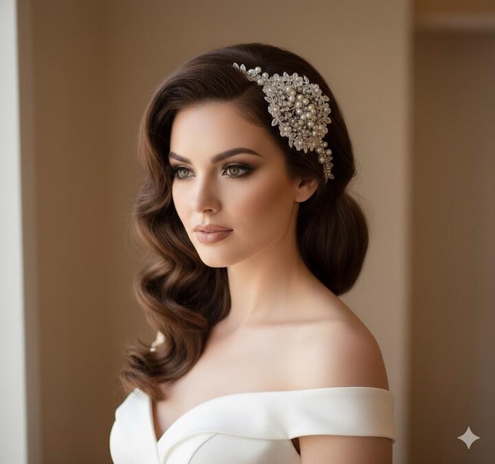 Etsy Lace & Pearl Wedding Hair Piece Rhinestone Head Piece For Bride
