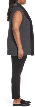Lafayette 148 New York Plus Size Women's Merino Blend Vest With Genuine Shearling Trim