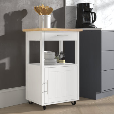 Arthalia Kitchen Island Cart With Storage,Rolling Kitchen Island Side Table On Wheels With Worktop,Single Door Storage Cabinet And Drawer For Kitchen,