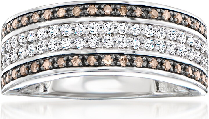 Ross-Simons White and Brown Diamond Multi-Row Ring in Sterling Silver