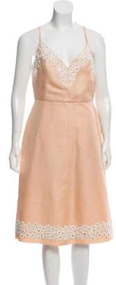 Valentino Silk Embellished Dress Beige Silk Embellished Dress