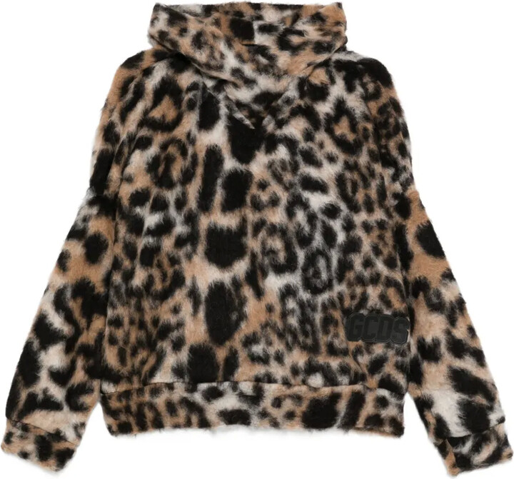 GCDS Hooded Animal-Print Sweater