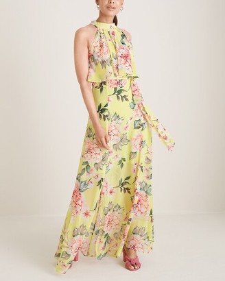 eliza j halter ruffle maxi dress yellow