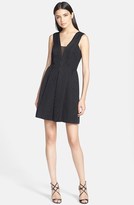 Thumbnail for your product : Rebecca Taylor Mesh Inset Cloqué Fit & Flare Dress