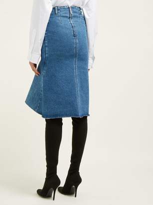 Balenciaga Fluted Denim Midi Skirt - Womens - Denim