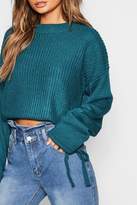 Thumbnail for your product : boohoo Ruched Sleeve Crop Jumper