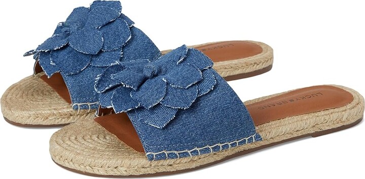 Lucky Brand Biricha Floral Flat Sandals Women's Sandals Medium : 5.5 B - Medium Leather