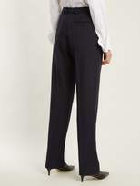 Thumbnail for your product : Valentino High Rise Straight Leg Wool Trousers - Womens - Navy