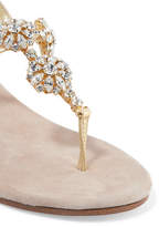 Thumbnail for your product : Musa Crystal-embellished Metallic Leather Sandals - Gold