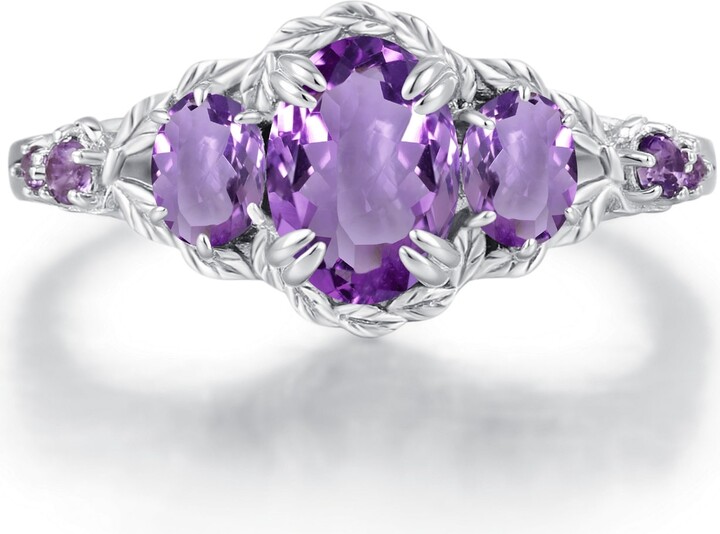 Azura Jewelry New York Silver The Wilderfern Amethyst Ring White Gold Vermeil
