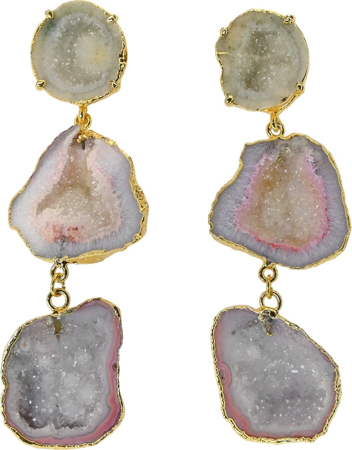 Amina Johan Women's Niveah Beige & Blush Pink Crystal Geode Drop Statement  Earrings - ShopStyle