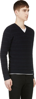Thumbnail for your product : DSquared 1090 Dsquared2 Navy Scalloped Rib V-Neck