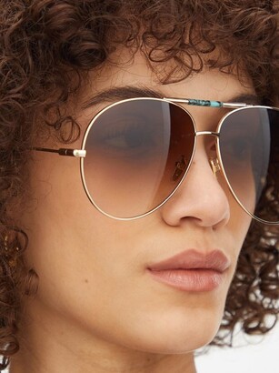 Chloé Sunglasses Ulys Aviator Metal Sunglasses - Brown Multi