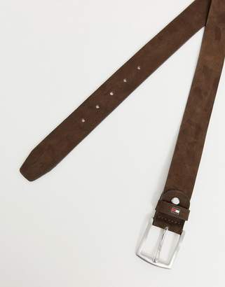 Tommy Hilfiger Denton 3.5cm suede adjustable belt in brown