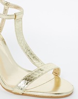 Thumbnail for your product : Dune Henrietta Gold Metallic Low Heeled Sandals