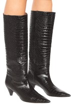 Thumbnail for your product : Joseph Croc-effect leather knee-high boots
