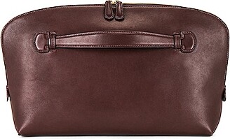 Ellie Leather Clutch in Black - The Row