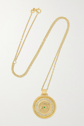 ALMASIKA Vidi Medallion 18-karat Gold, Tsavorite And Diamond Necklace - one size