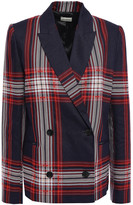 Thumbnail for your product : By Malene Birger Double-breasted Checked Linen And Cotton-blend Blazer