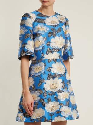 Dolce & Gabbana Floral Jacquard Silk Blend Dress - Womens - Blue Multi