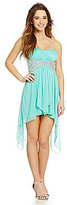 Thumbnail for your product : B. Darlin Strapless Sweetheart Hanky Hem Dress