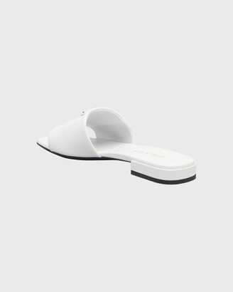 Prada Calfskin Logo Flat Slide Sandals - ShopStyle