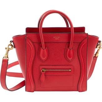 Celine Nano Luggage Red Leather Handbag