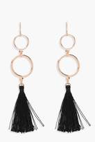 Thumbnail for your product : boohoo Double Circle Tassel Earrings