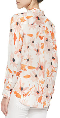 Theory Perfect Floral-Print Blouse