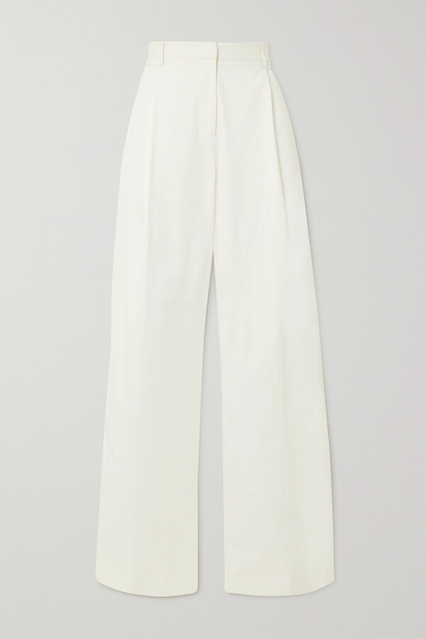 Matteau + Net Sustain The Summer Organic Cotton-blend Twill Wide-leg Pants  - White - ShopStyle