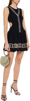 Thumbnail for your product : Maje Rochelle Jacquard-trimmed Cutout Ribbed-knit Mini Dress
