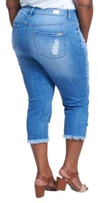 Seven7 Plus Distressed High-Rise Cropped Jeans