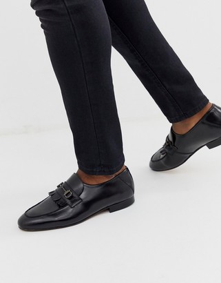 H By Hudson Chichister bar loafers in black leather