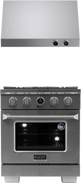 Kucht 30 In. 4.2 Cu. Ft. 4 Burners Dual Fuel Range For Propane Gas In Stainless Steel + Under Cabinet Range Hood