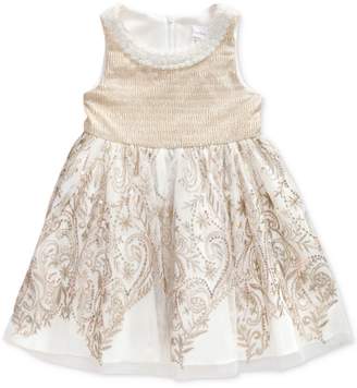 Sweet Heart Rose Embellished-Neck Embroidered Dress, Toddler Girls