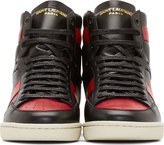 Thumbnail for your product : Saint Laurent Black & Red Court Classic High-Top Sneakers