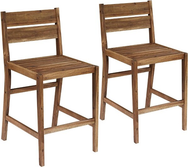 Teal Island Designs Wood Outdoor Bar Stools Set of 2 24" High Farmhouse