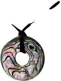 Aaa Natural Abalone Pi Circle Pendant Necklace | 1.5" | Abalone Disc