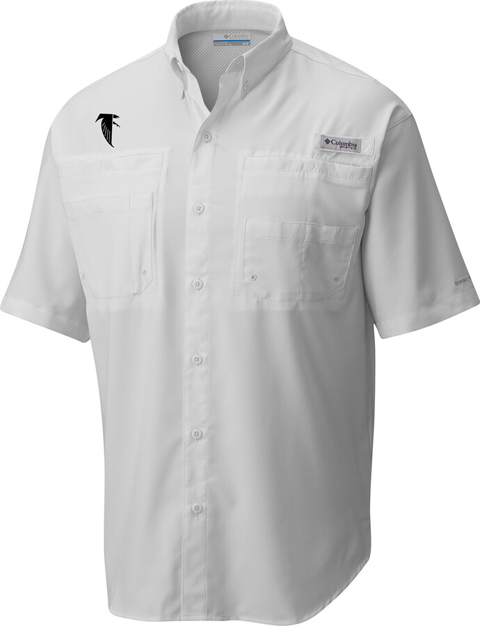 Columbia Men's White Atlanta Falcons Throwback Logo Tamiami Omni-Shade Button-Down Shirt