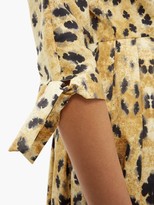 Thumbnail for your product : Prada Band-collar Watercolour-print Cotton Midi Dress - Beige Multi