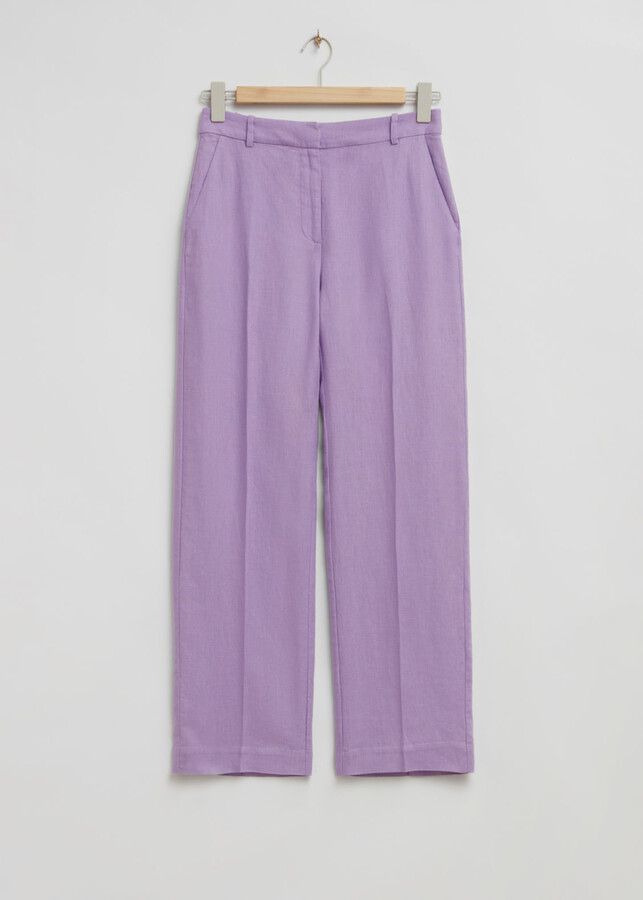 And other stories Straight Press Crease Linen Trousers ShopStyle