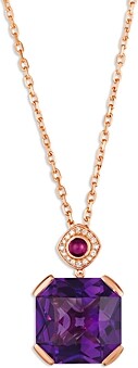 LeVian 18K Rose Gold Couture Amethyst, Rhodolite, & Diamond Pendant Necklace, 18