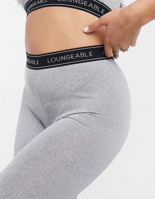 Loungeable logo elastic lounge legging in gray marl