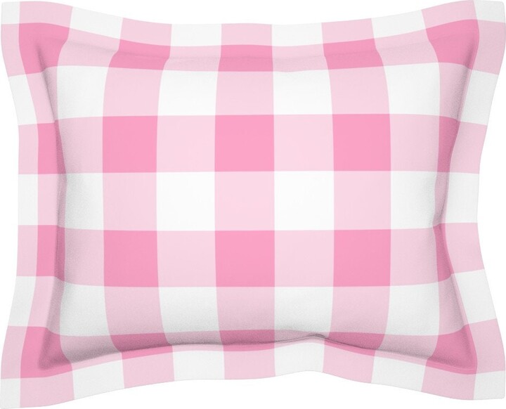 Roostery Pillow Sham 100% Cotton Sateen 30in x 30in Flange Sham Purplebuffalo Plaid Buffalo Purple Check Gingham Print