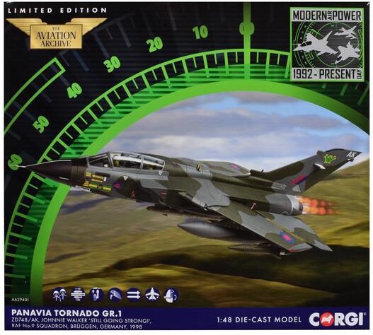 Corgi Panavia Tornado GR.1 Aircraft 'Johnnie Walker 'Still Going Strong'' (1998) British Royal Air Force 1/48 Diecast Model