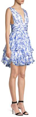 Caroline Constas Paros Floral Tiered Mini Dress