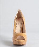 Thumbnail for your product : Pour La Victoire tan textured leather stitched 'Angelie' platform pumps