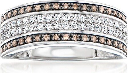 Ross-Simons Ross-Simons0.50ct.t.w.WhiteandBrownDiamondMulti-RowRinginSterlingSilverSize6