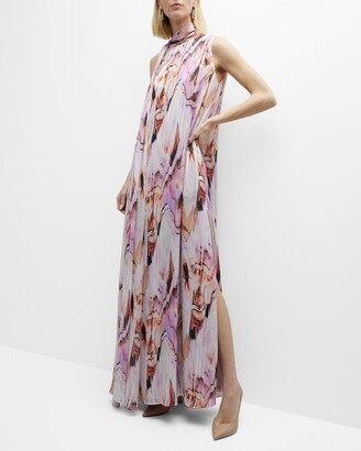 Black Halo Abstract-Print Sleeveless Shift Gown
