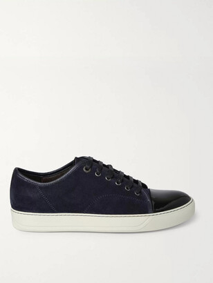 Lanvin Cap-Toe Suede And Patent-Leather Sneakers